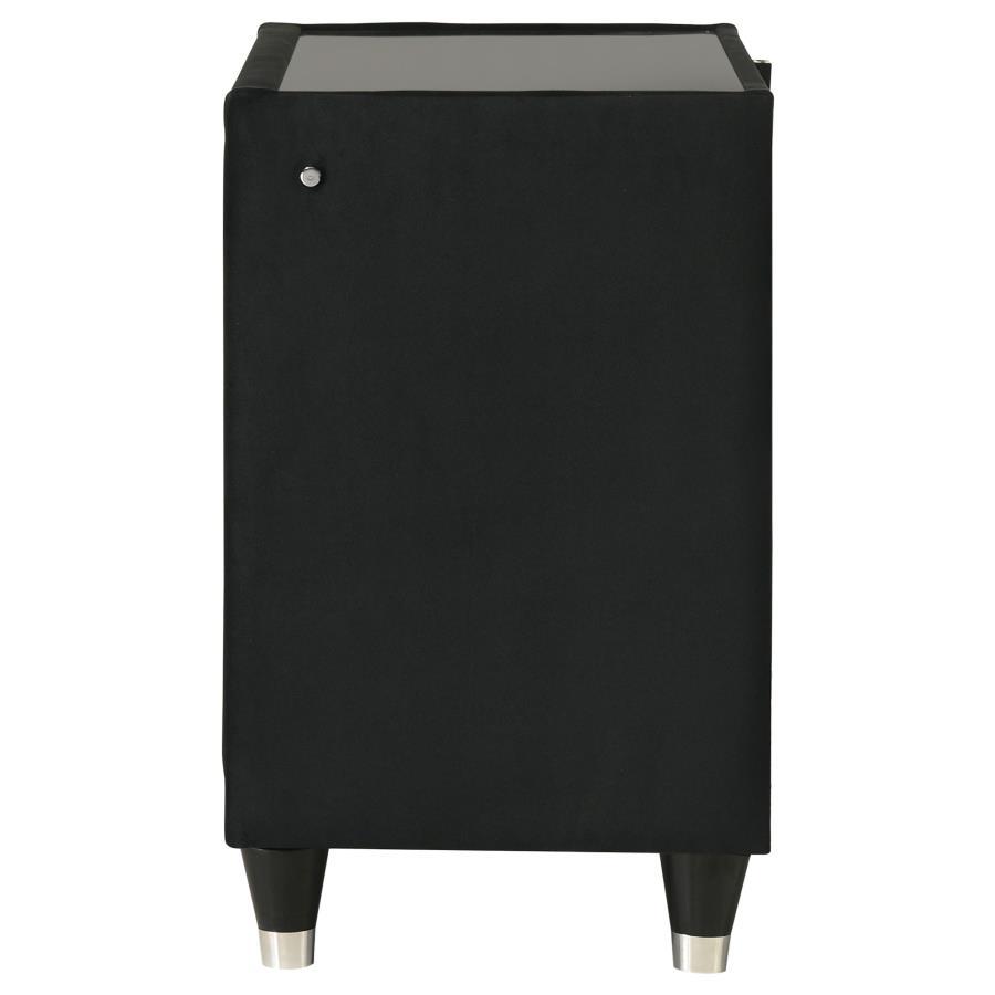 Lorient - 2 - Drawer LED Nightstand With USB - Black Nightstand w/ Charging Station modern furniture Contempo Furniture