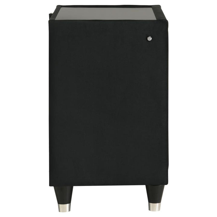 Lorient - 2 - Drawer LED Nightstand With USB - Black Nightstand w/ Charging Station modern furniture Contempo Furniture