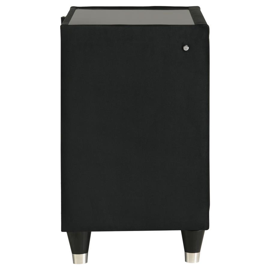 Lorient - 2 - Drawer LED Nightstand With USB - Black Nightstand w/ Charging Station modern furniture Contempo Furniture