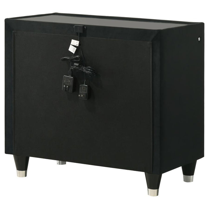 Lorient - 2 - Drawer LED Nightstand With USB - Black Nightstand w/ Charging Station modern furniture Contempo Furniture