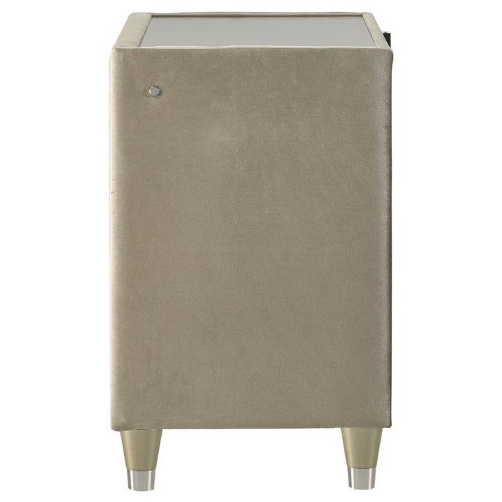 Lorient - 2 - Drawer LED Nightstand With USB - Ivory And Camel Nightstand w/ Charging Station modern furniture Contempo Furniture