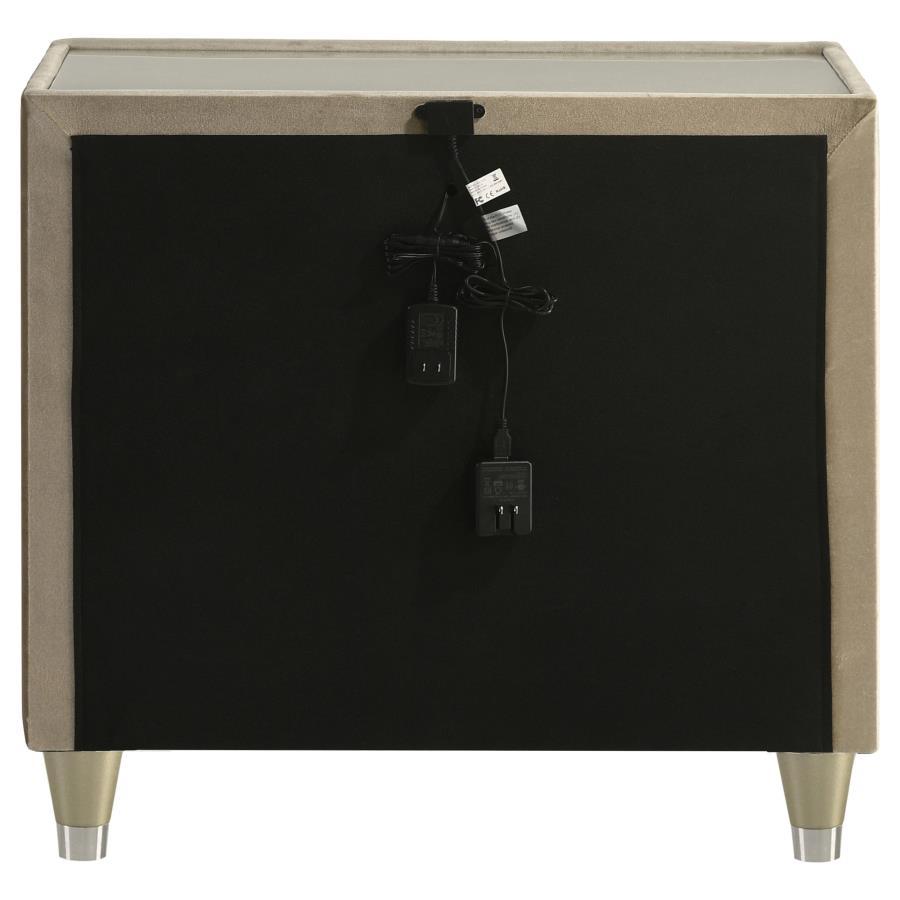 Lorient - 2 - Drawer LED Nightstand With USB - Ivory And Camel Nightstand w/ Charging Station modern furniture Contempo Furniture