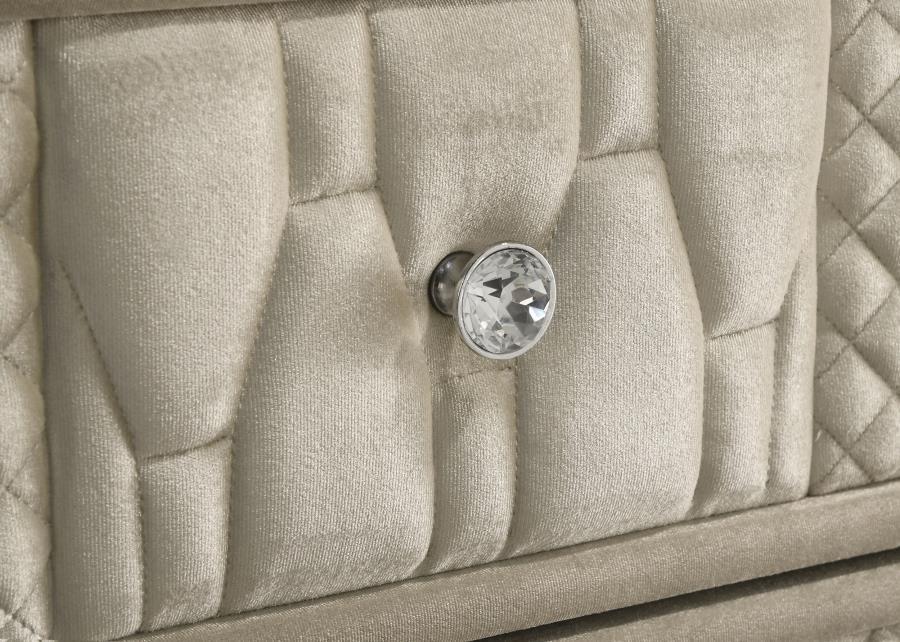 Lorient - 2 - Drawer LED Nightstand With USB - Ivory And Camel Nightstand w/ Charging Station modern furniture Contempo Furniture