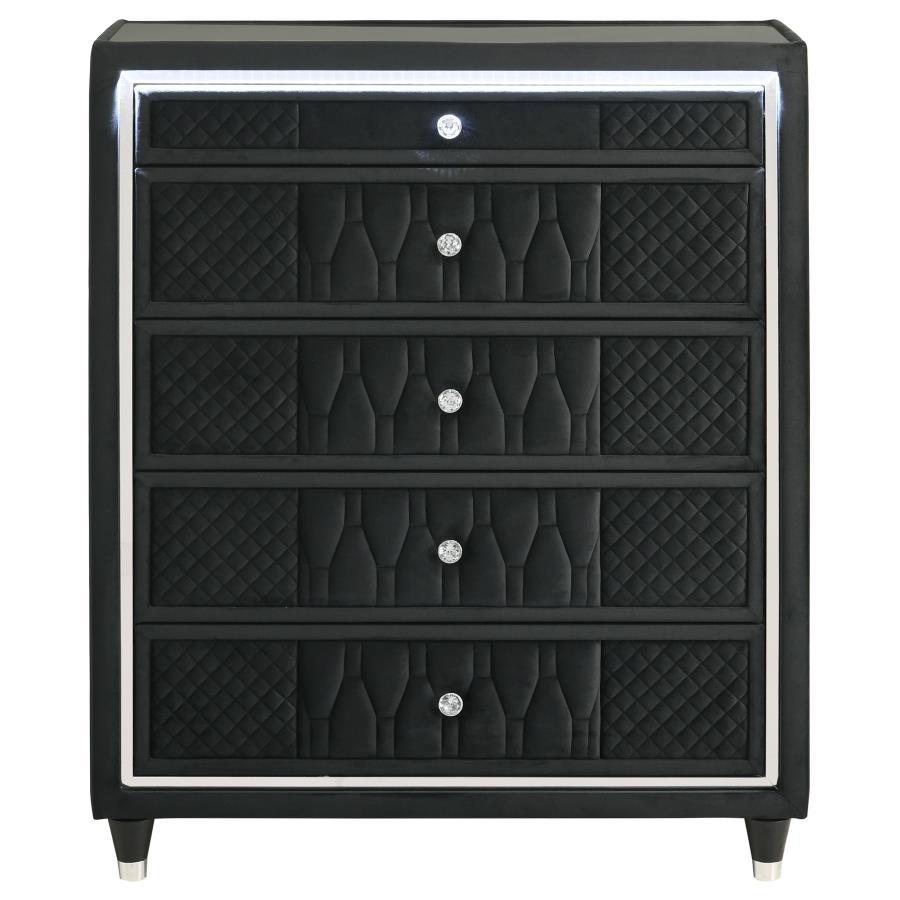 Lorient - 5 - Drawer LED Chest of Drawers - Black Accent Chest modern furniture Contempo Furniture