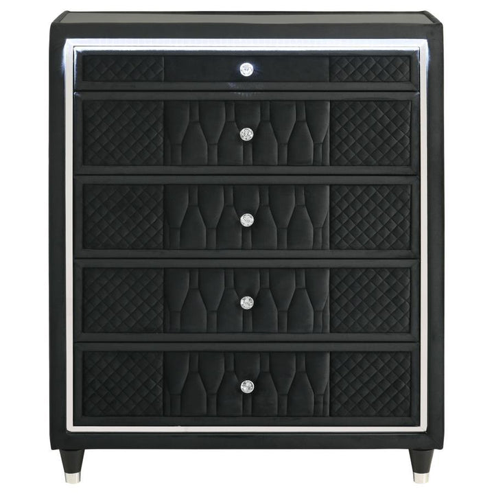Lorient - 5 - Drawer LED Chest of Drawers - Black Accent Chest modern furniture Contempo Furniture