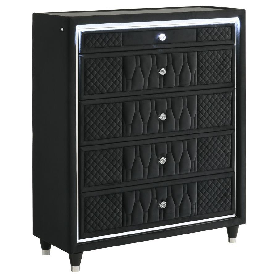 Lorient - 5 - Drawer LED Chest of Drawers - Black Accent Chest modern furniture Contempo Furniture