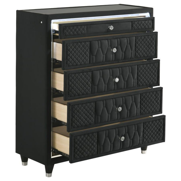 Lorient - 5 - Drawer LED Chest of Drawers - Black Accent Chest modern furniture Contempo Furniture