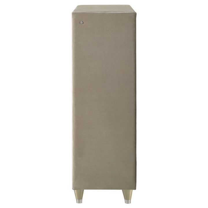 Lorient - 5 - Drawer LED Chest Of Drawers - Ivory And Camel Accent Chest modern furniture Contempo Furniture