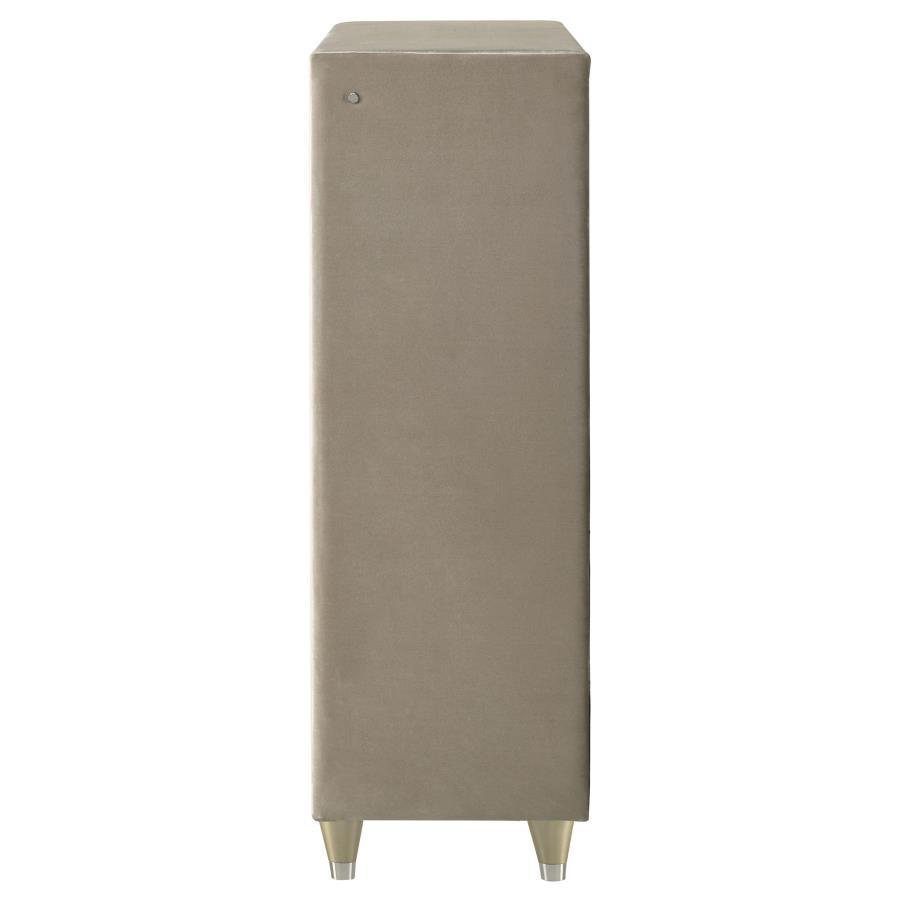 Lorient - 5 - Drawer LED Chest Of Drawers - Ivory And Camel Accent Chest modern furniture Contempo Furniture
