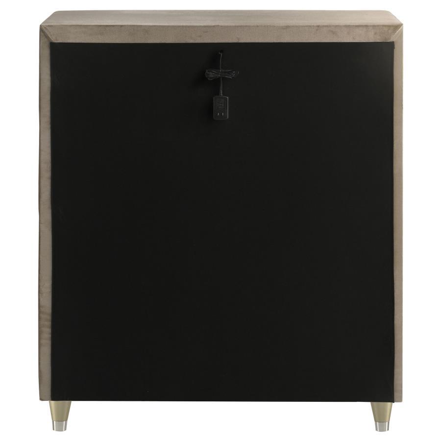 Lorient - 5 - Drawer LED Chest Of Drawers - Ivory And Camel Accent Chest modern furniture Contempo Furniture