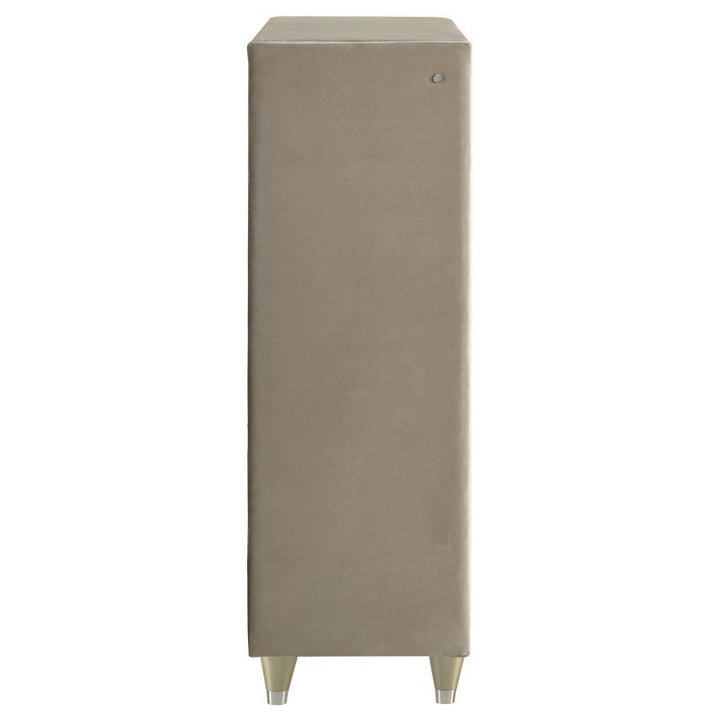 Lorient - 5 - Drawer LED Chest Of Drawers - Ivory And Camel Accent Chest modern furniture Contempo Furniture