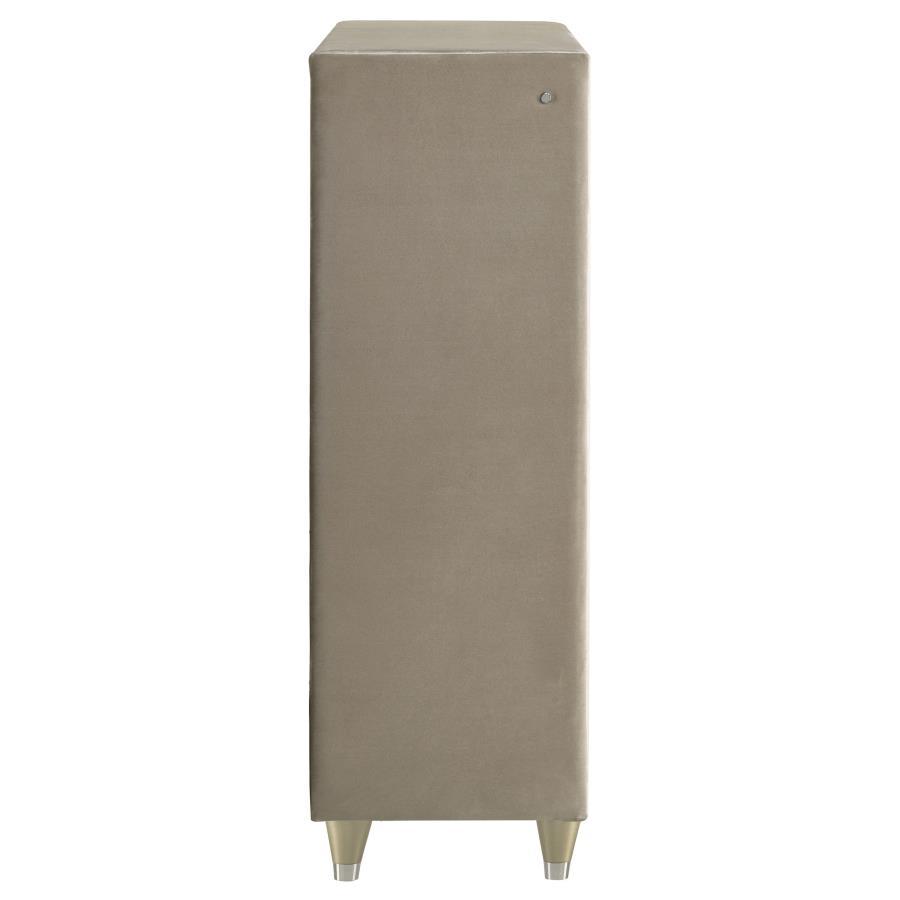 Lorient - 5 - Drawer LED Chest Of Drawers - Ivory And Camel Accent Chest modern furniture Contempo Furniture