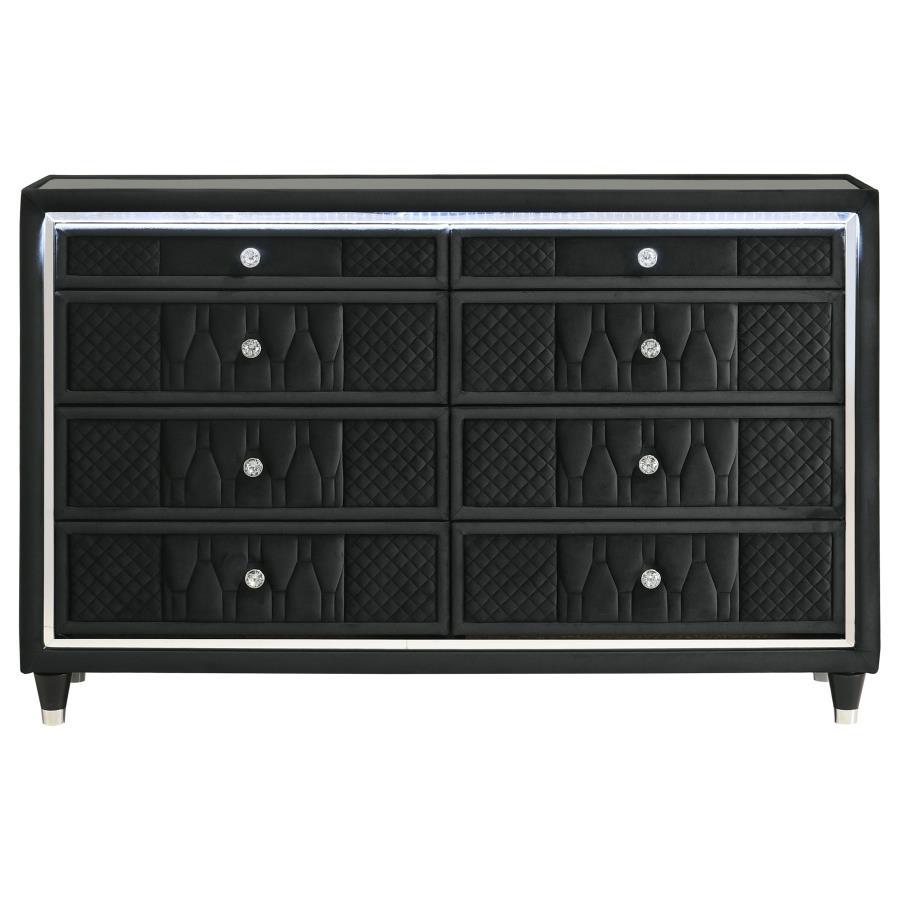 Lorient - 8 - Drawer LED Bedroom Dresser Cabinet - Black Dressers modern furniture Contempo Furniture