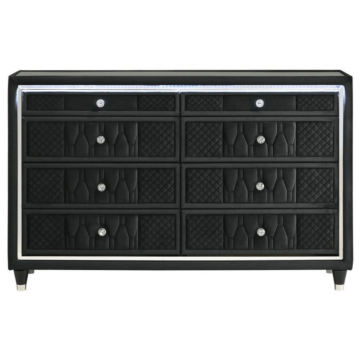 Lorient - 8 - Drawer LED Bedroom Dresser Cabinet - Black Dressers modern furniture Contempo Furniture