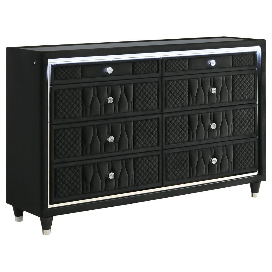 Lorient - 8 - Drawer LED Bedroom Dresser Cabinet - Black Dressers modern furniture Contempo Furniture