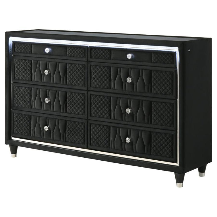 Lorient - 8 - Drawer LED Bedroom Dresser Cabinet - Black Dressers modern furniture Contempo Furniture