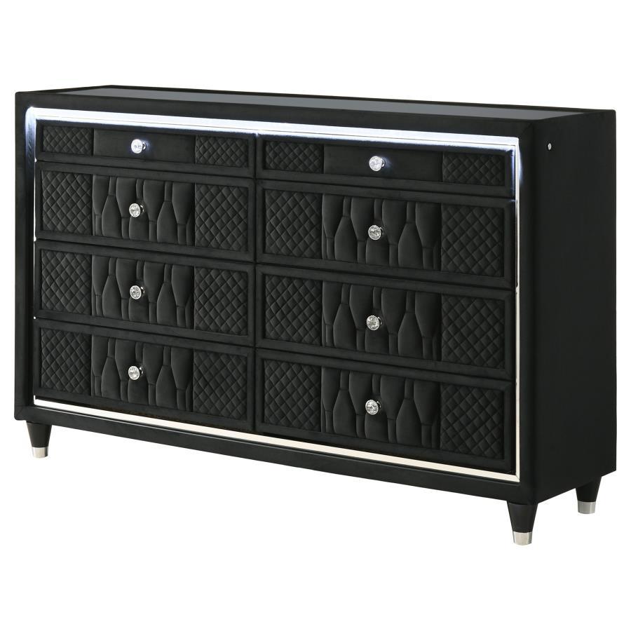 Lorient - 8 - Drawer LED Bedroom Dresser Cabinet - Black Dressers modern furniture Contempo Furniture