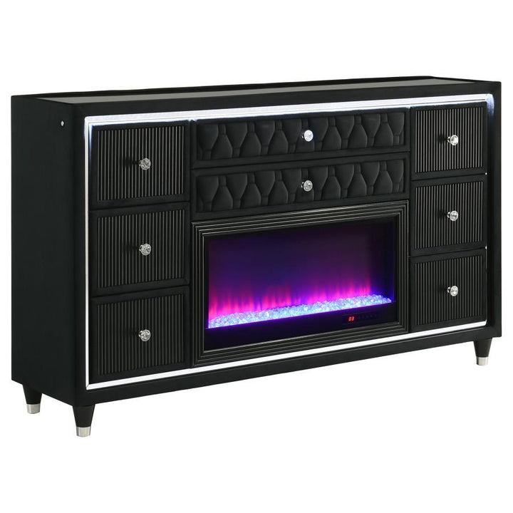 Lorient - 8 - Drawer LED Bedroom Flame Box Dresser - Black Dressers modern furniture Contempo Furniture