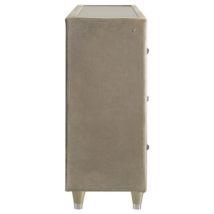 Lorient - 8 - Drawer LED Bedroom Flame Box Dresser - Ivory Camel Dressers modern furniture Contempo Furniture