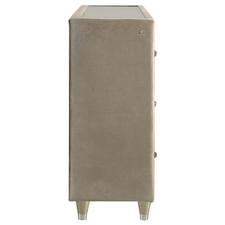 Lorient - 8 - Drawer LED Bedroom Flame Box Dresser - Ivory Camel Dressers modern furniture Contempo Furniture