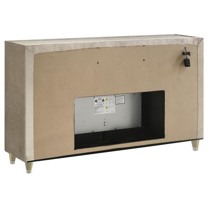 Lorient - 8 - Drawer LED Bedroom Flame Box Dresser - Ivory Camel Dressers modern furniture Contempo Furniture