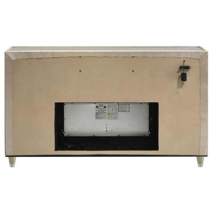 Lorient - 8 - Drawer LED Bedroom Flame Box Dresser - Ivory Camel Dressers modern furniture Contempo Furniture