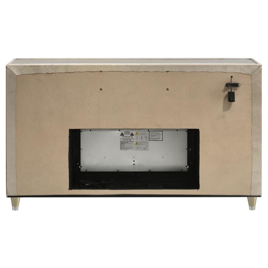 Lorient - 8 - Drawer LED Bedroom Flame Box Dresser - Ivory Camel Dressers modern furniture Contempo Furniture