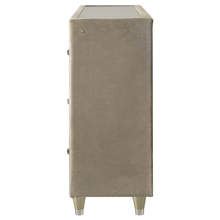 Lorient - 8 - Drawer LED Bedroom Flame Box Dresser - Ivory Camel Dressers modern furniture Contempo Furniture