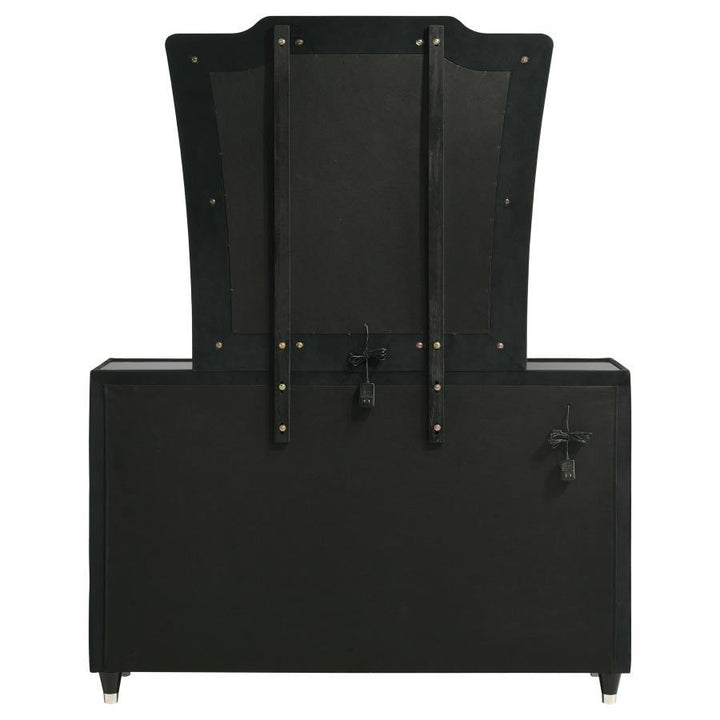 Lorient - 8 - Drawer LED Dresser With Mirror - Black Dresser &amp; Mirror modern furniture Contempo Furniture
