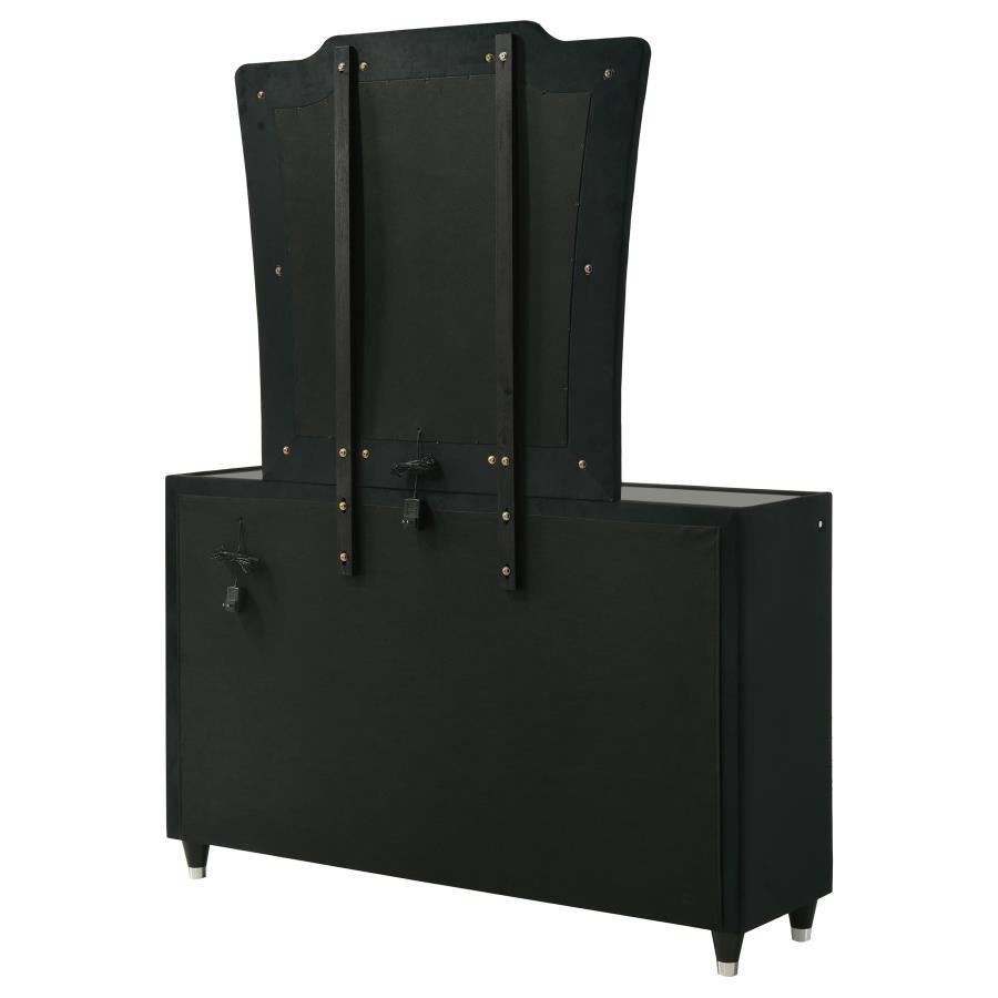 Lorient - 8 - Drawer LED Dresser With Mirror - Black Dresser & Mirror modern furniture Contempo Furniture