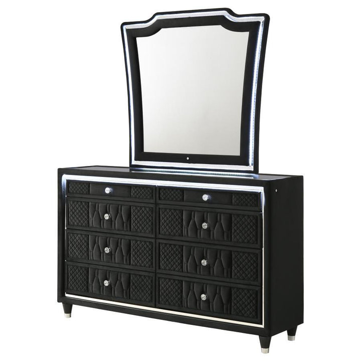Lorient - 8 - Drawer LED Dresser With Mirror - Black Dresser &amp; Mirror modern furniture Contempo Furniture