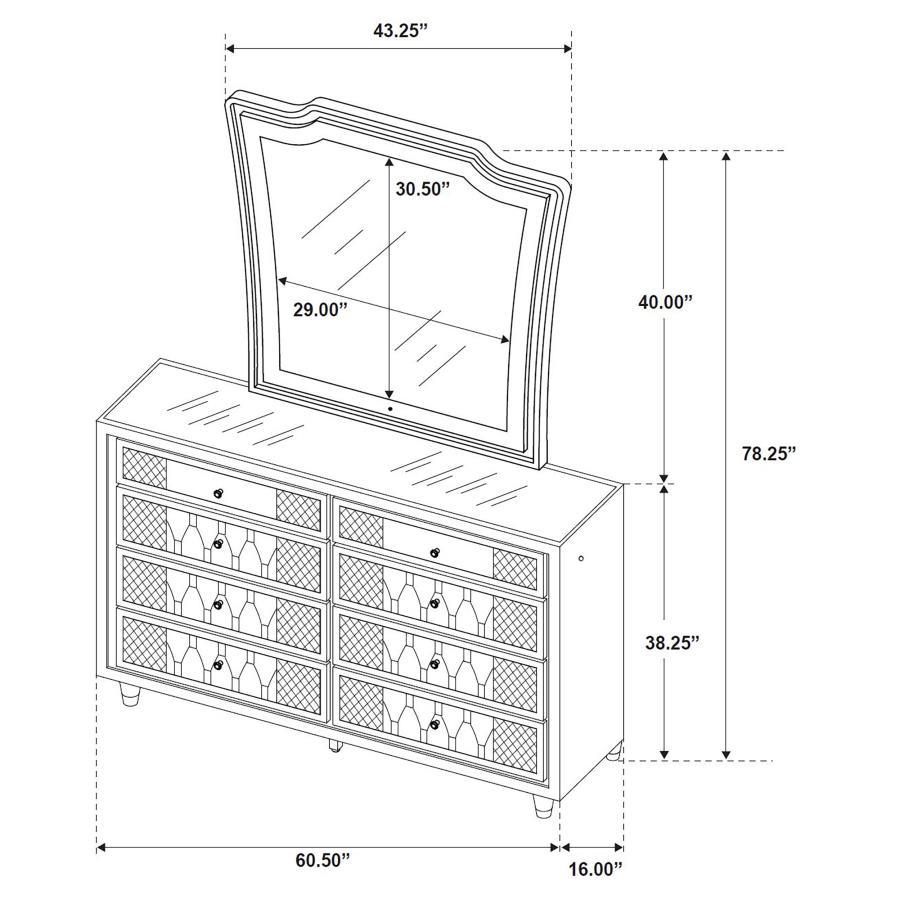 Lorient - 8 - Drawer LED Dresser With Mirror - Black Dresser & Mirror modern furniture Contempo Furniture