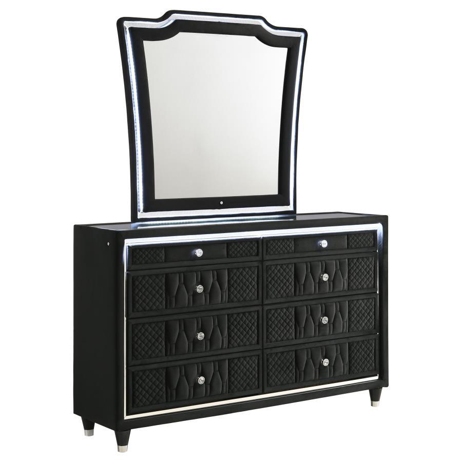 Lorient - 8 - Drawer LED Dresser With Mirror - Black Dresser & Mirror modern furniture Contempo Furniture