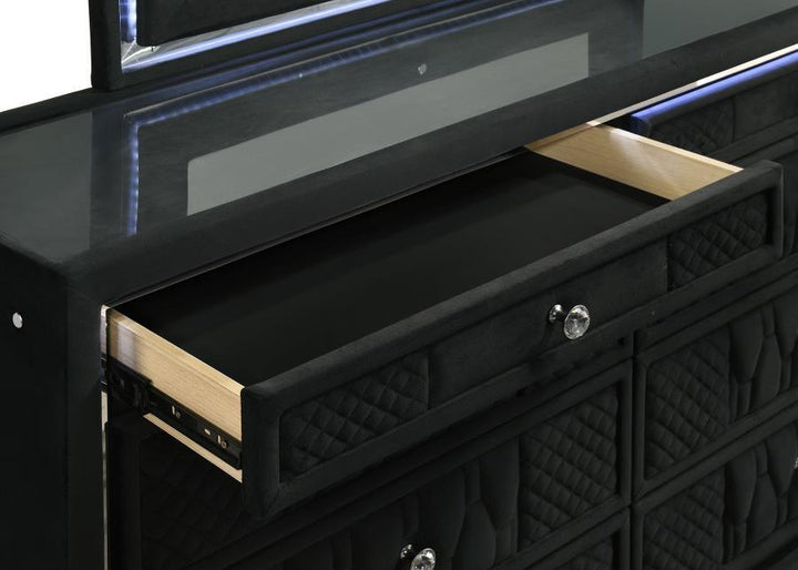 Lorient - 8 - Drawer LED Dresser With Mirror - Black Dresser &amp; Mirror modern furniture Contempo Furniture