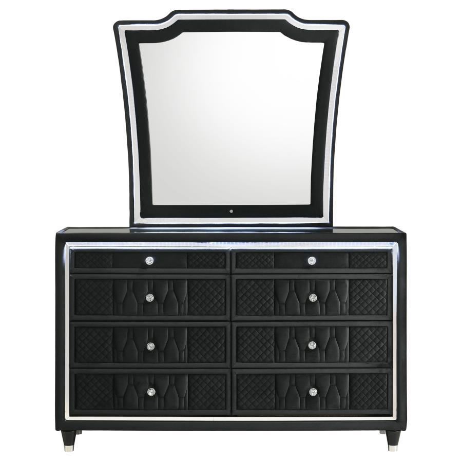 Lorient - 8 - Drawer LED Dresser With Mirror - Black Dresser & Mirror modern furniture Contempo Furniture