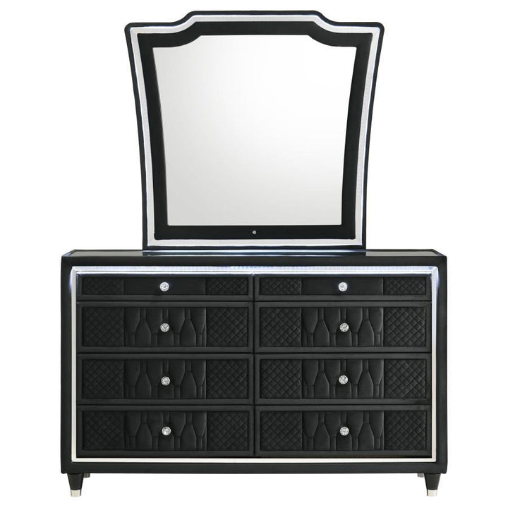 Lorient - 8 - Drawer LED Dresser With Mirror - Black Dresser &amp; Mirror modern furniture Contempo Furniture