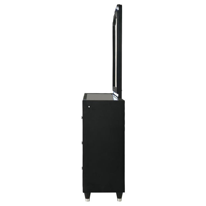 Lorient - 8 - Drawer LED Flame Box Dresser And Mirror - Black Dresser &amp; Mirror modern furniture Contempo Furniture