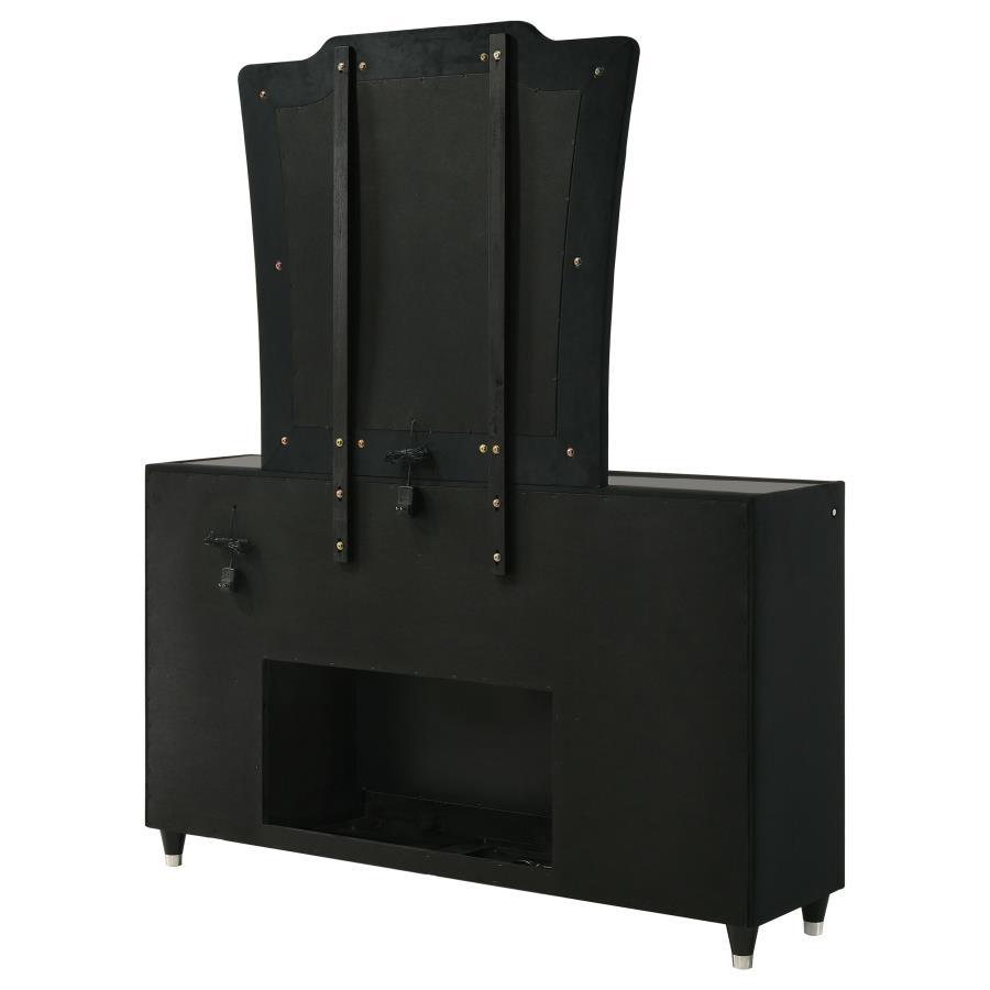 Lorient - 8 - Drawer LED Flame Box Dresser And Mirror - Black Dresser & Mirror modern furniture Contempo Furniture
