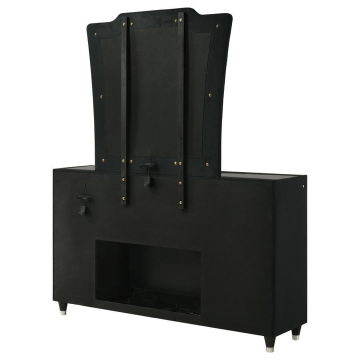 Lorient - 8 - Drawer LED Flame Box Dresser And Mirror - Black Dresser &amp; Mirror modern furniture Contempo Furniture