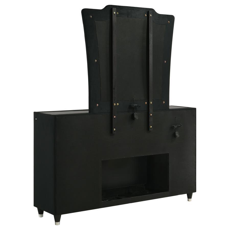 Lorient - 8 - Drawer LED Flame Box Dresser And Mirror - Black Dresser & Mirror modern furniture Contempo Furniture