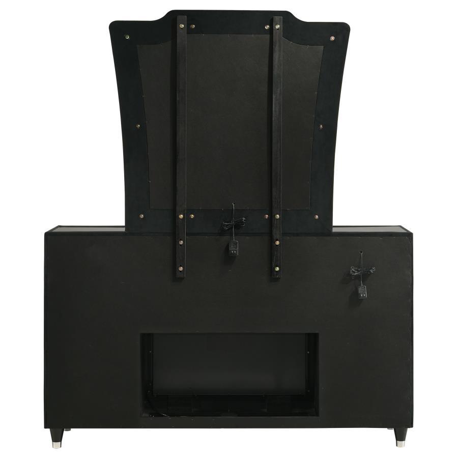 Lorient - 8 - Drawer LED Flame Box Dresser And Mirror - Black Dresser & Mirror modern furniture Contempo Furniture