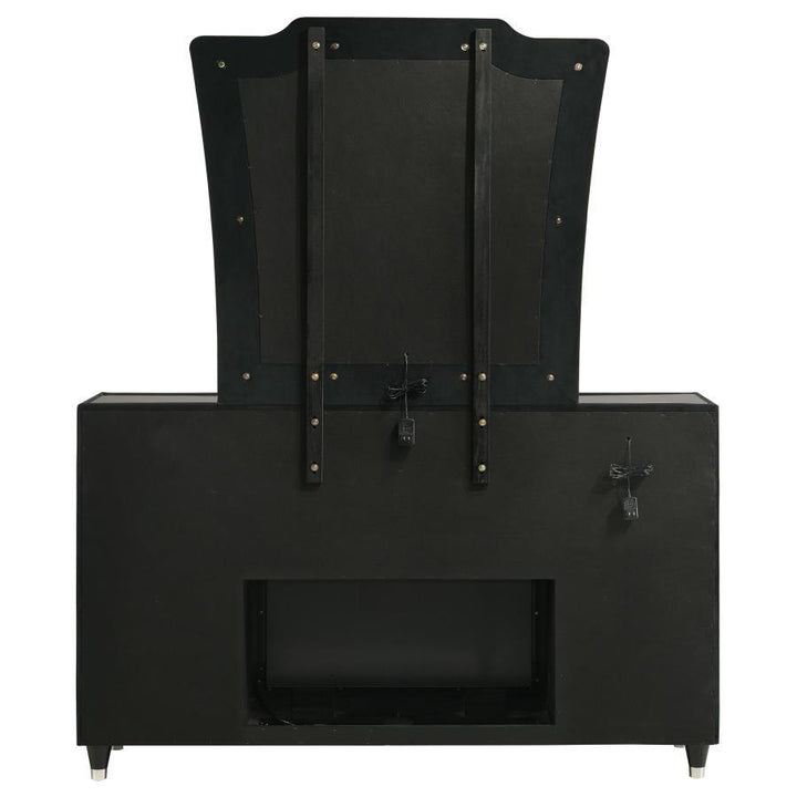 Lorient - 8 - Drawer LED Flame Box Dresser And Mirror - Black Dresser &amp; Mirror modern furniture Contempo Furniture