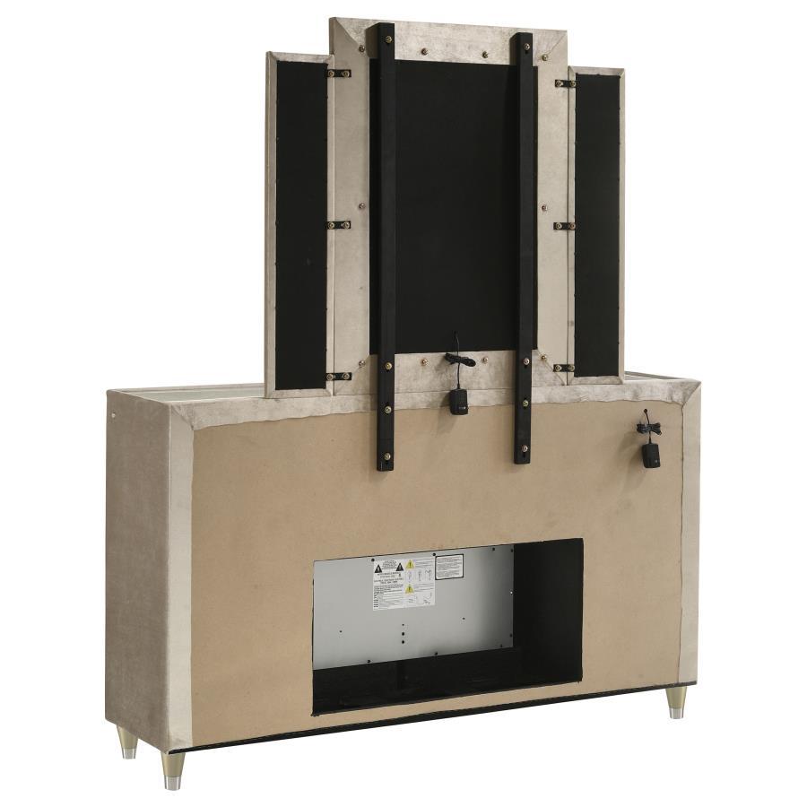 Lorient - 8 - Drawer LED Flame Box Dresser And Mirror - Ivory Camel Dresser & Mirror modern furniture Contempo Furniture