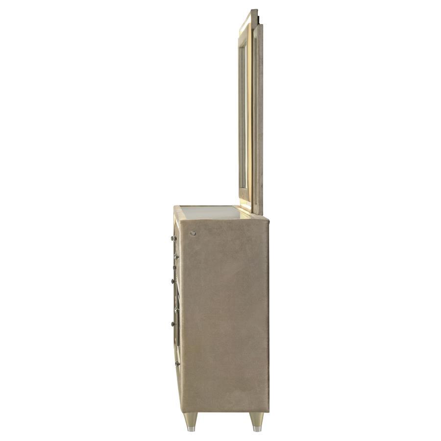 Lorient - 8 - Drawer LED Flame Box Dresser And Mirror - Ivory Camel Dresser & Mirror modern furniture Contempo Furniture