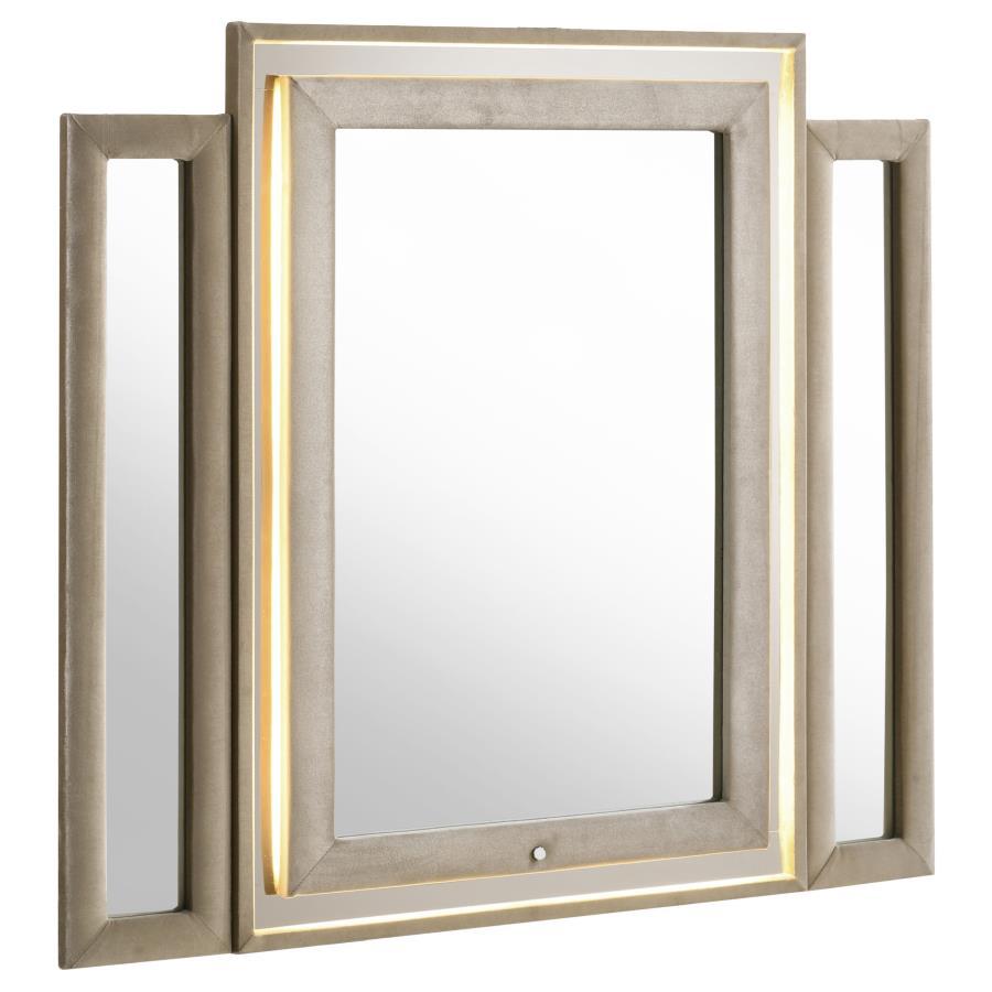 Lorient - LED Dresser Mirror - Ivory And Camel Mirror modern furniture Contempo Furniture