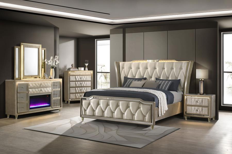 Lorient - LED Dresser Mirror - Ivory And Camel Mirror modern furniture Contempo Furniture