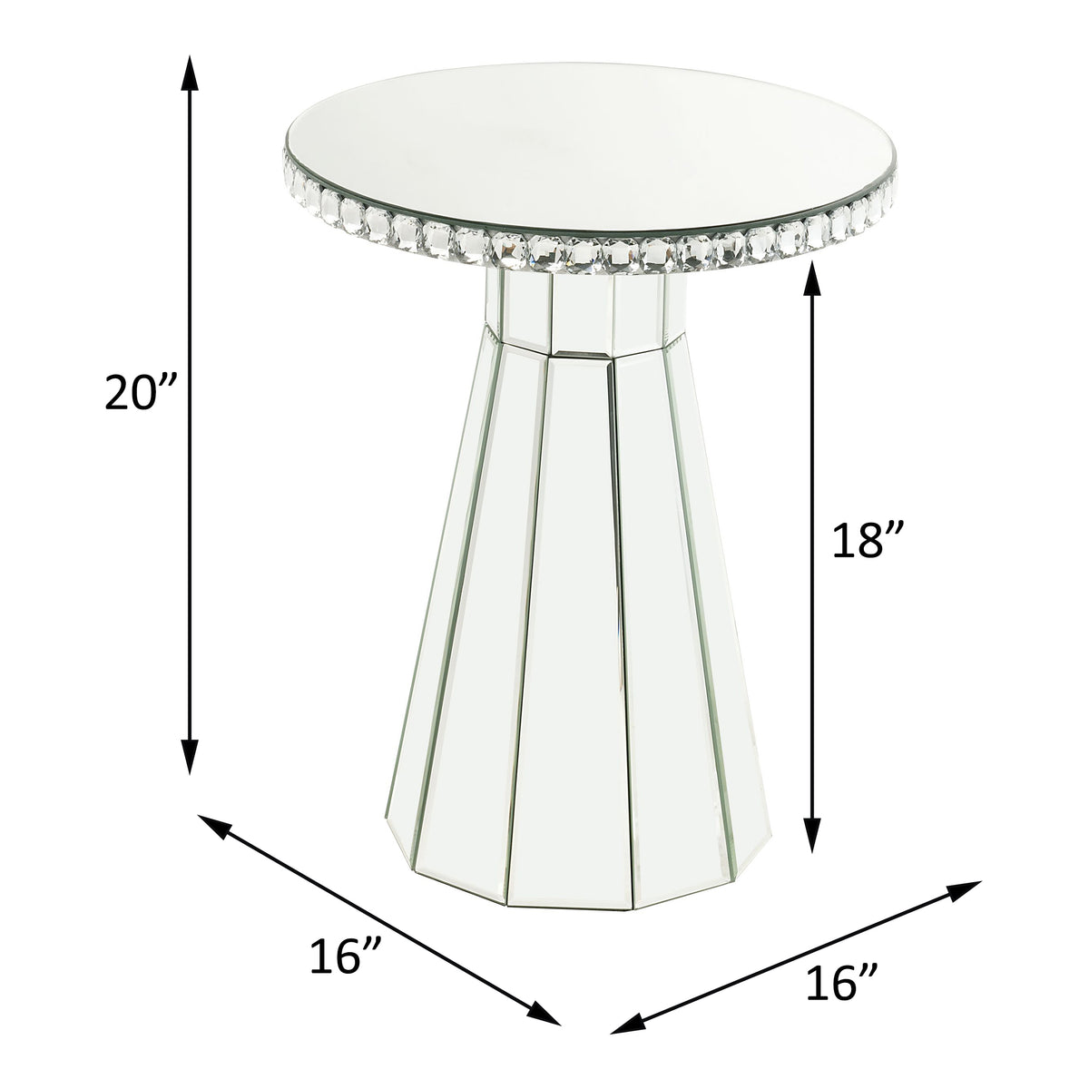 Lotus Accent Table - Mirrored & Faux Ice Cube Crystals – drawing