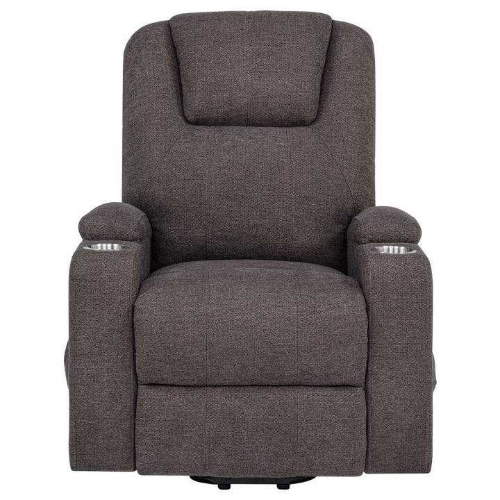 Louie - Chenille Upholstered Power Lift Massage Chair - Brown Lift Chair modern furniture Contempo Furniture