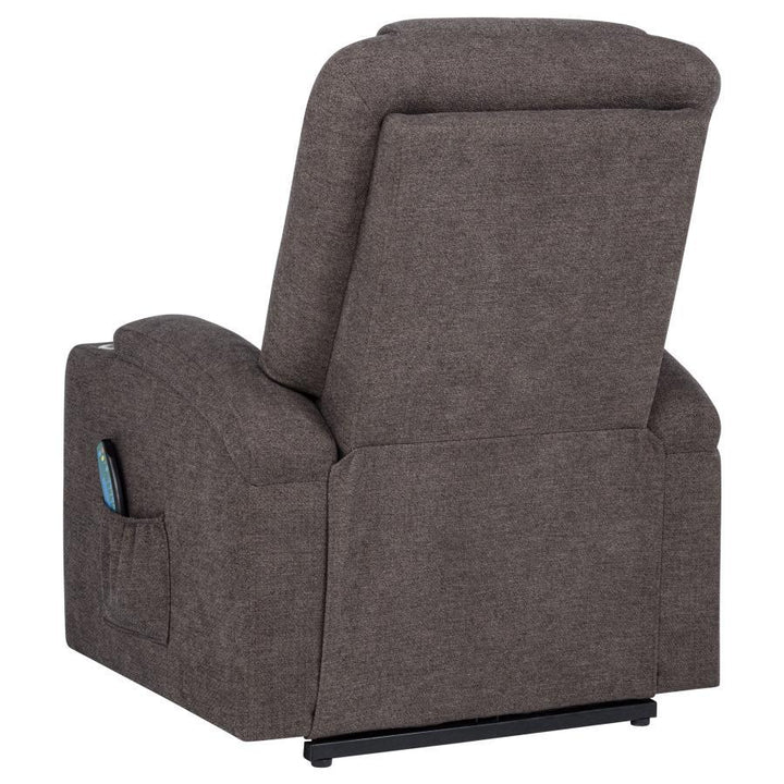 Louie - Chenille Upholstered Power Lift Massage Chair - Brown Lift Chair modern furniture Contempo Furniture