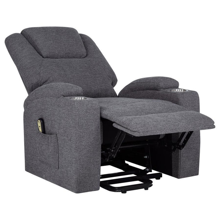 Louie - Chenille Upholstered Power Lift Massage Chair - Dark Gray Lift Chair modern furniture Contempo Furniture
